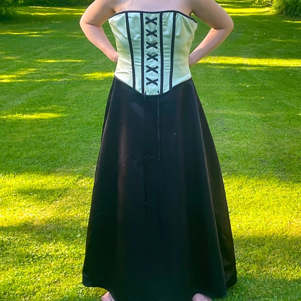 Jessica McClintock Gunne Sax Vintage Dress Size 6 Black Corset Victorian Goth